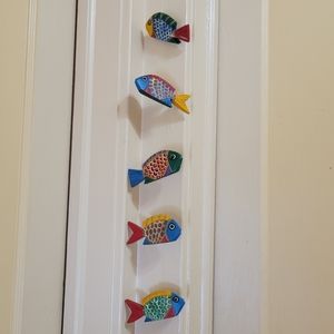 Vintage Handmade Wood Tropical Fish Colorful  Mobile